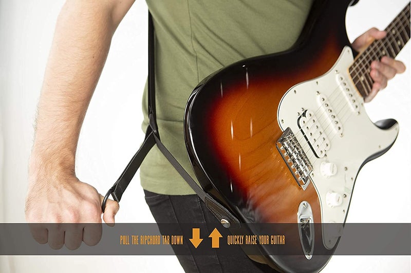 Levy's Leathers Right Heightâ„¢ 3.25" Neoprene Guitar Strap with RipChord Quick Adjustment Technology; Black (MRHGP-BLK) - Image 5